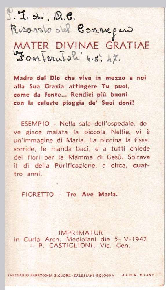 Retro Ricordo del Convegno Mater Divinae Gratie